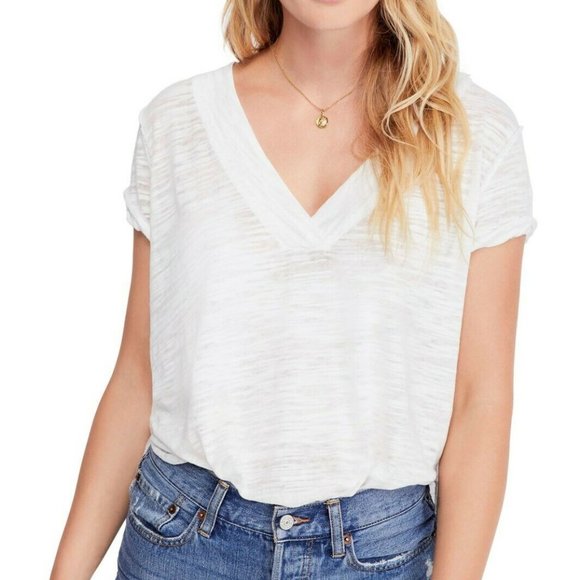 Vneck Distressed Knit Tshirt 